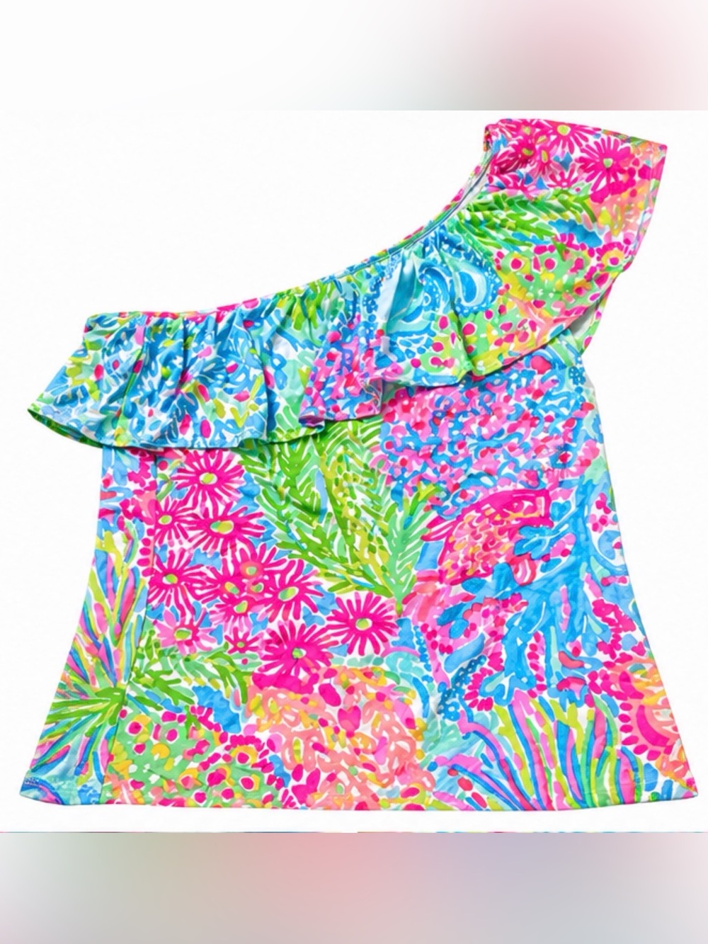 Lilly Pulitzer Neveah One Shoulder Ruffle Top Floral Size M
